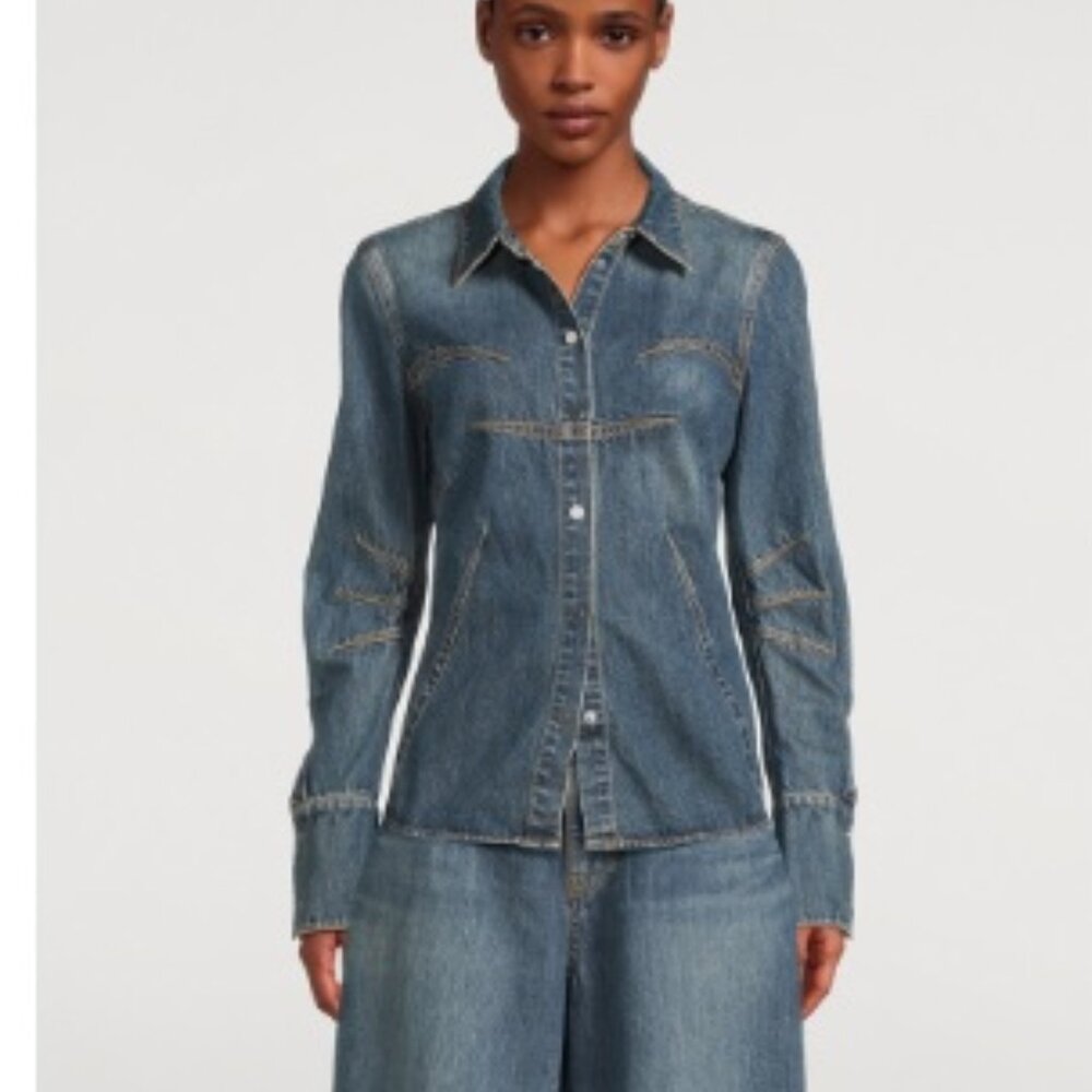 HELMUT LANG ! Denim Bustier Shirt ( US/4) - Picture 5 of 13